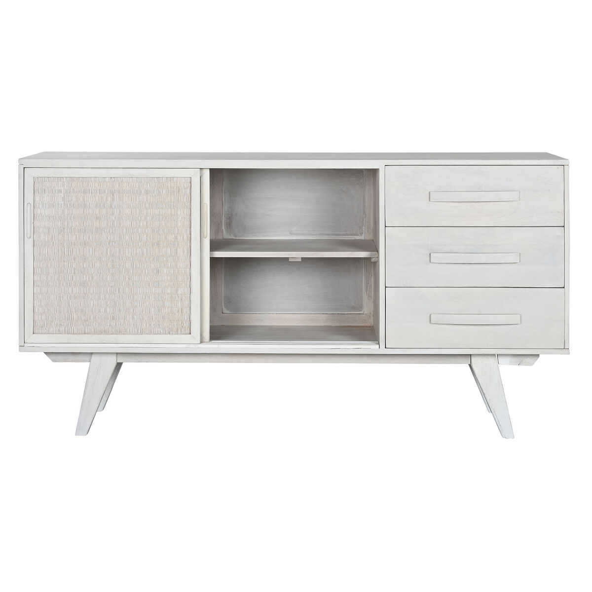 Credenza Home ESPRIT Bianco Rattan Legno di mango 155 x 40 x 80 cm